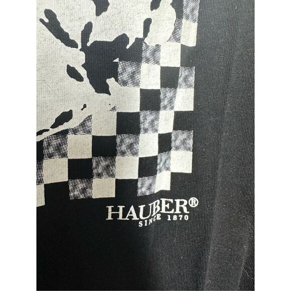 Hauber Women’s Black T-shirt Dolmatin Dog Print Trim metallic Rhinestones Sz 12 - Picture 2 of 13